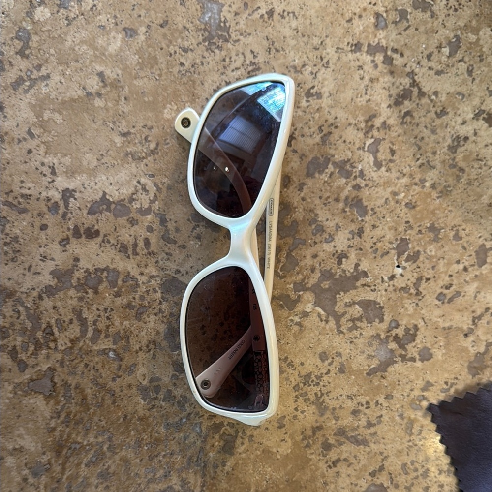 Coach ,Chic Cream Sunglasses with Gold Accents